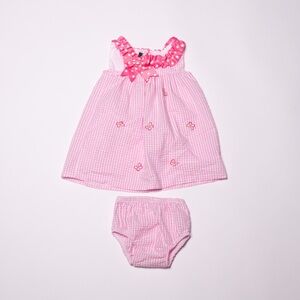 Rare Editions Gingham Seersucker Pink Butterfly Dress with Bloomers